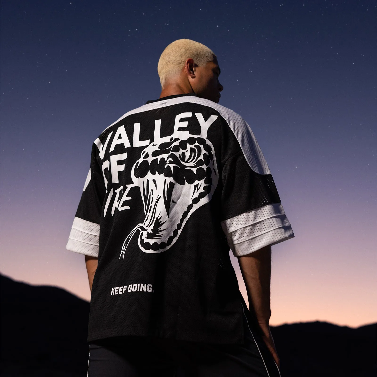 0772. SilverPlus™ Mesh Oversized Jersey  - Black "Valley of Fire" - Retail Only Item