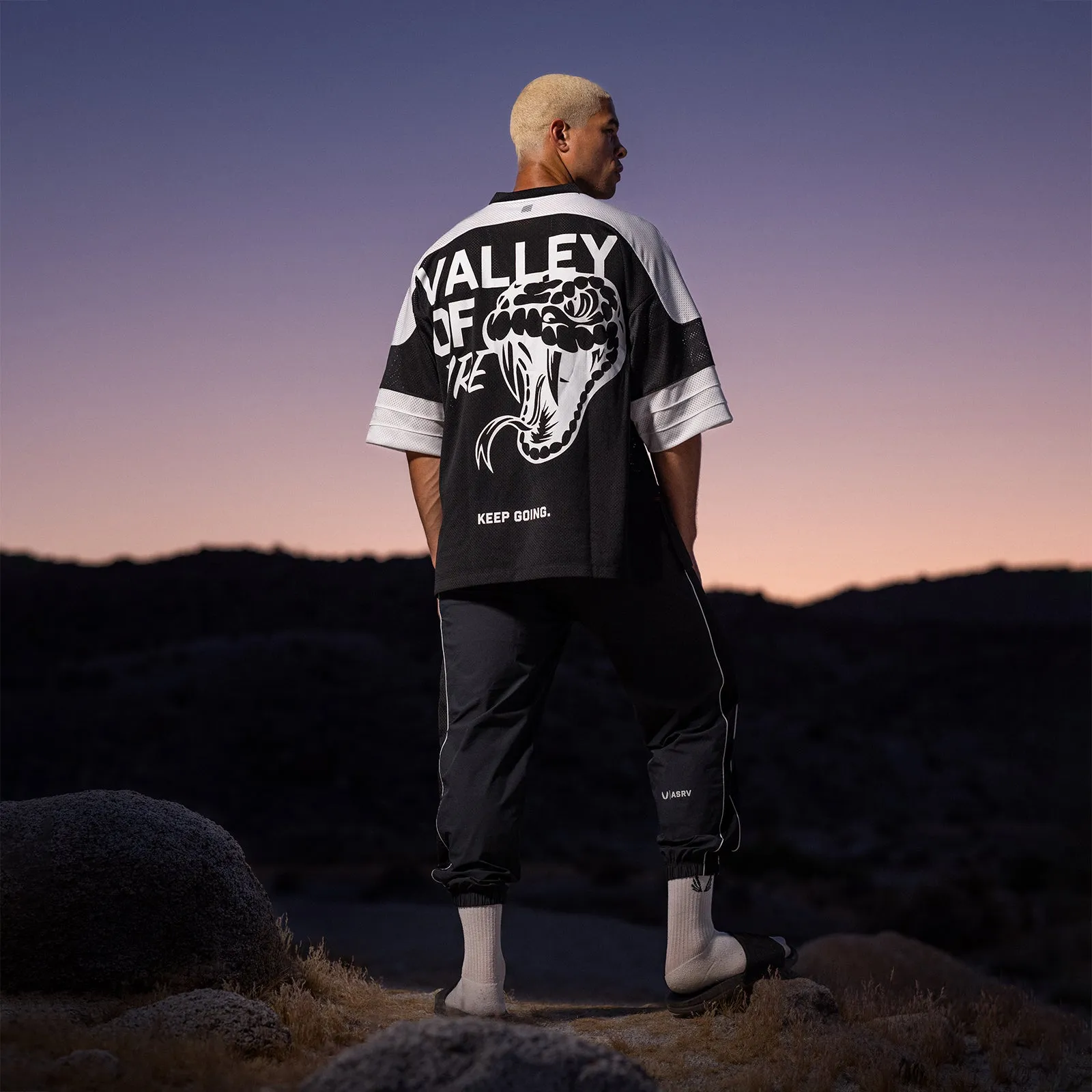 0772. SilverPlus™ Mesh Oversized Jersey  - Black "Valley of Fire" - Retail Only Item