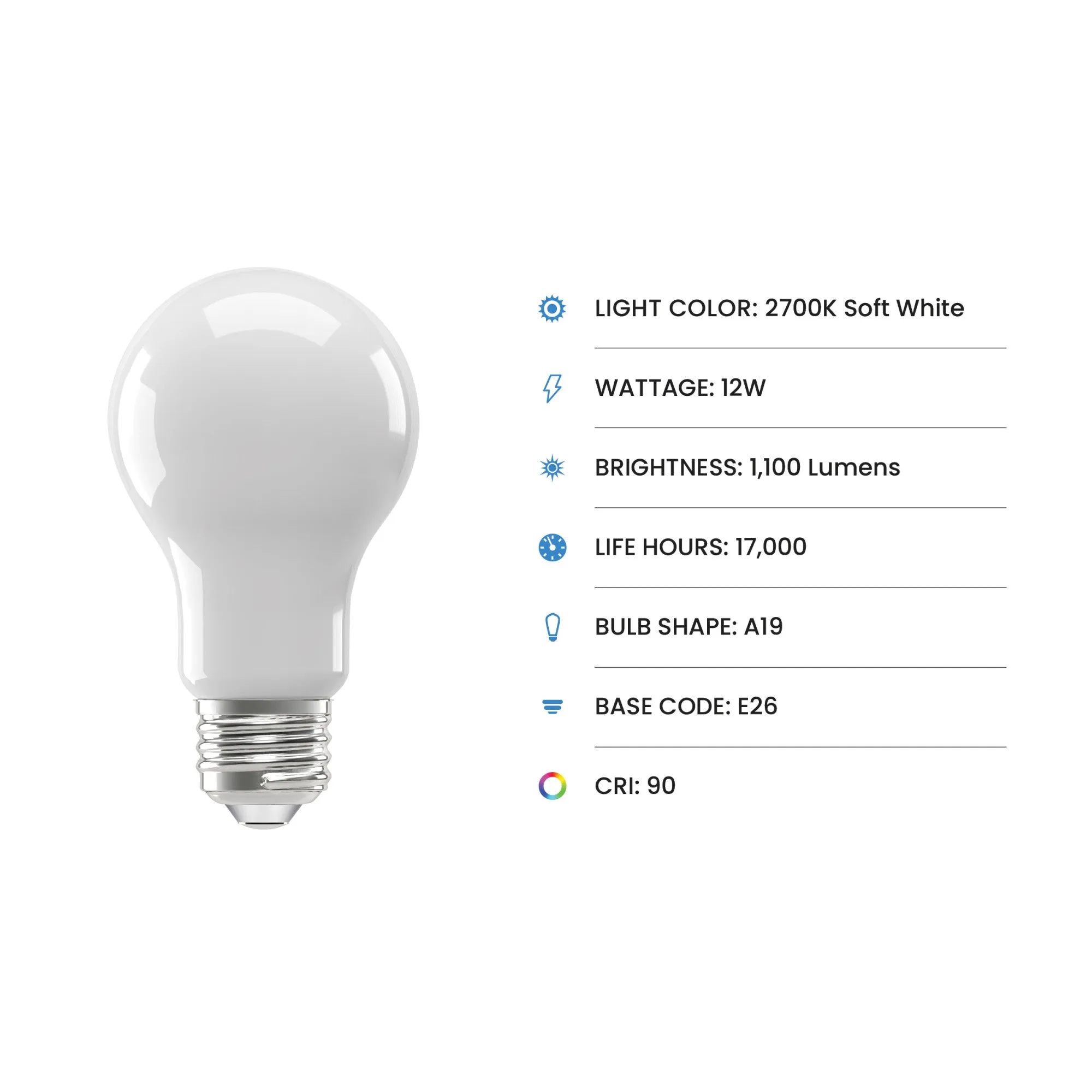 12W (75W Replacement) Soft White (2700K) A19 Medium E26 Base Enhance Dimmable General Purpose LED Light Bulb (4-Pack)