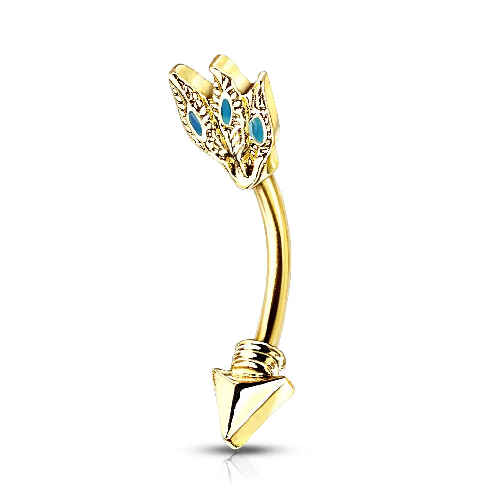 16g Petite Tribal Split Arrow Navel Ring with Gold Plating