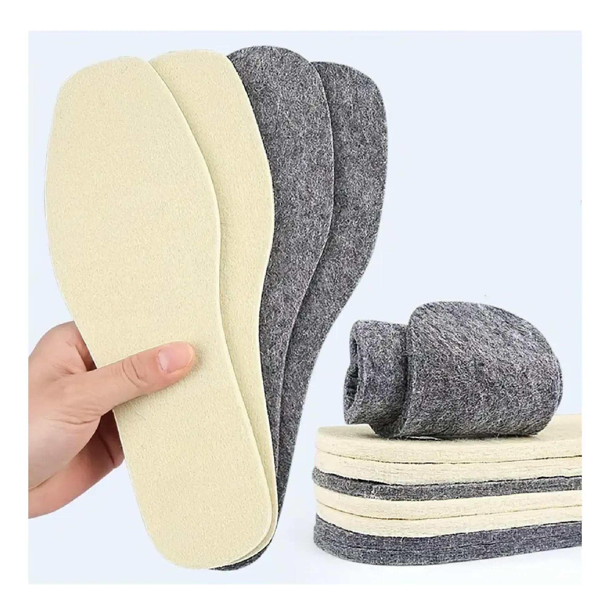 1pair Thermal Insoles For Shoes, Wool Thicken Warm Soft Shoes Pads, Breathable Skin-friendly Insoles For Feet Care Winter, Suggestion Order A Size Up  10.82in-Suit (41-45) Shoe