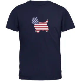 4th of July Patriotic Dog Yorkshire Terrier Navy Adult T-Shirt