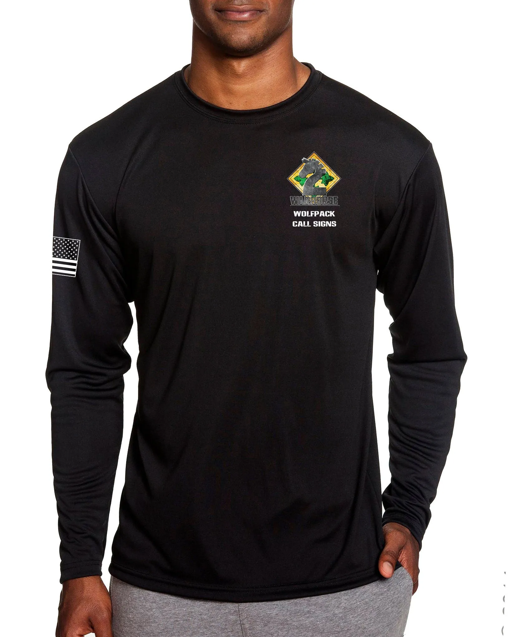 A CO Black Performance Long Sleeve PT Unisex Shirt. This shirt is approved for PT.  ** No Free Shipping- Please Read Description Below**