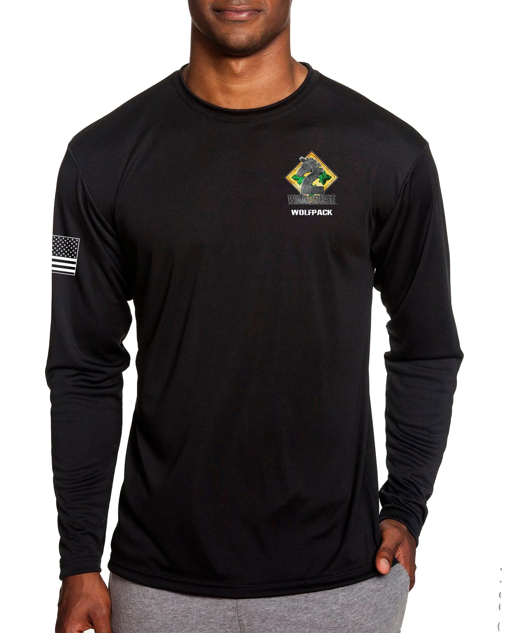 A CO Black Performance Long Sleeve PT Unisex Shirt. This shirt is approved for PT.  ** No Free Shipping- Please Read Description Below**