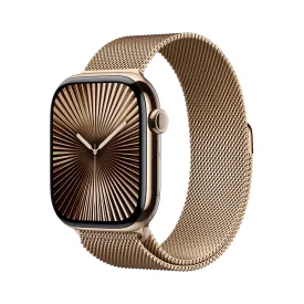 Apple Watch Series 10 GPS   Cellular 46mm Gold Titanium Case with Gold Milanese Loop - S/M