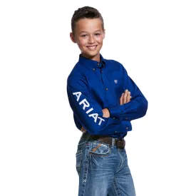 Ariat Boys Team Logo Twill Blue Classic Fit Shirt 10030164