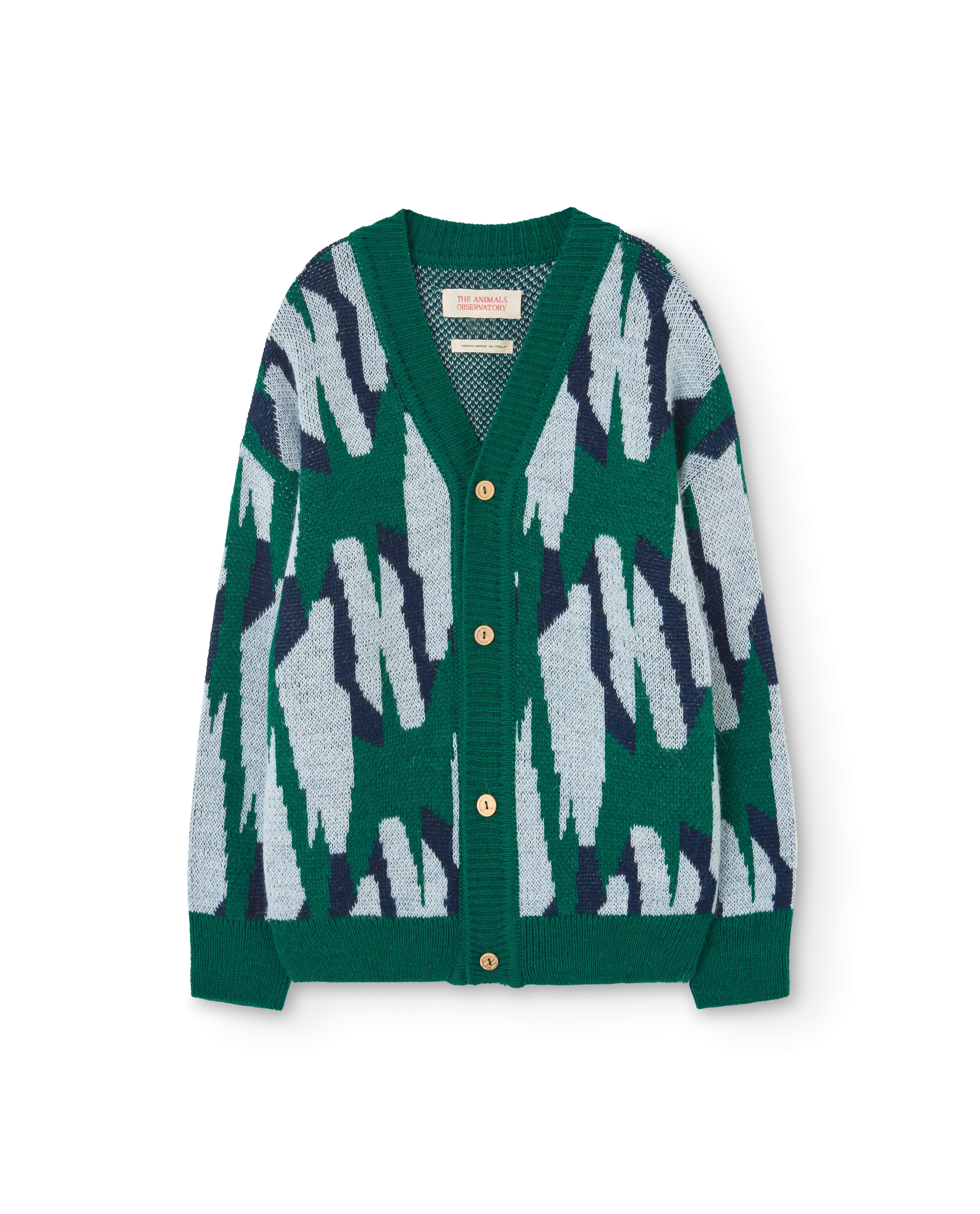 Arty Racoon Kids Cardigan Green