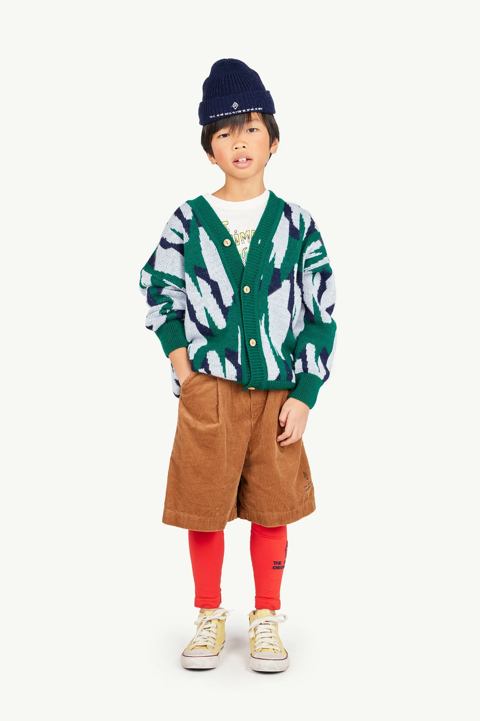 Arty Racoon Kids Cardigan Green