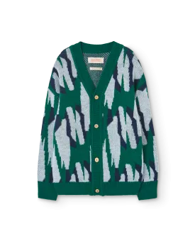 Arty Racoon Kids Cardigan Green