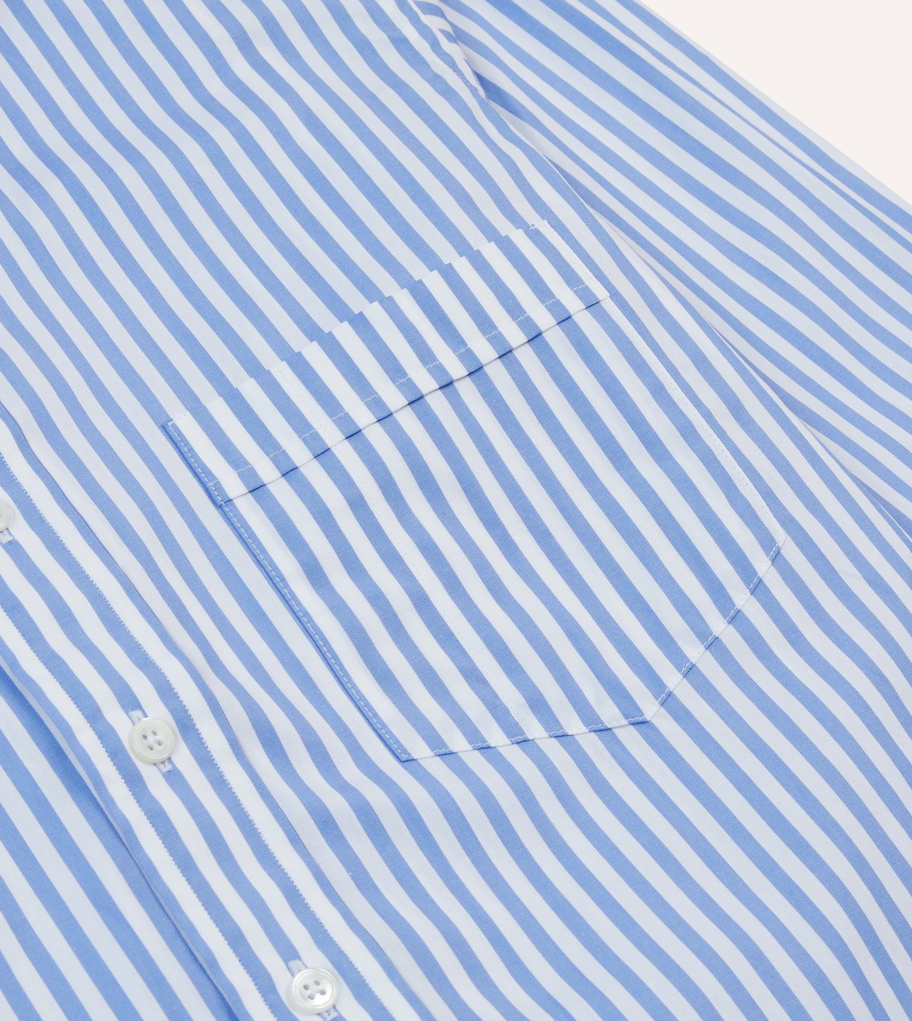 Blue Bengal Stripe Cotton Poplin Button-Down Shirt