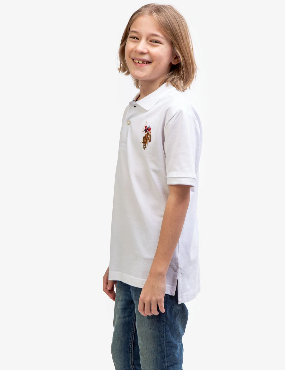 BOYS MULTI COLOR LOGO SOLID PIQUE POLO SHIRT