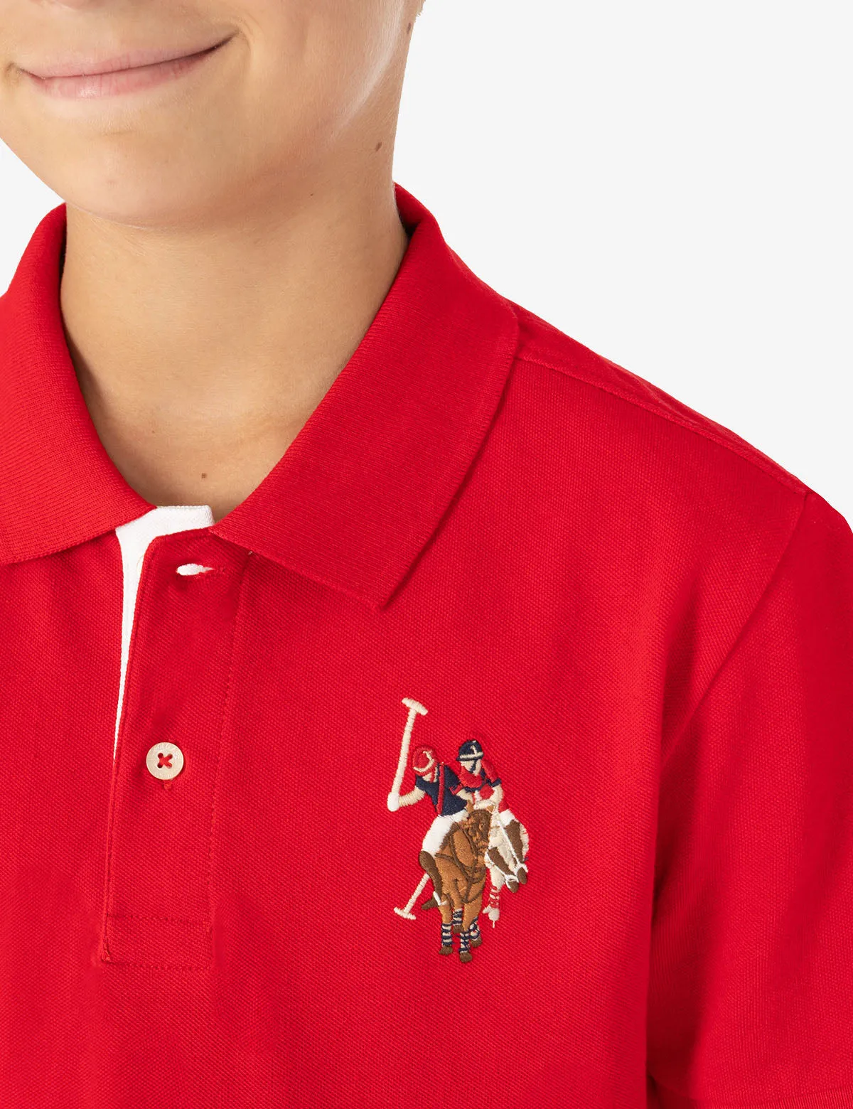 BOYS MULTI COLOR LOGO SOLID PIQUE POLO SHIRT