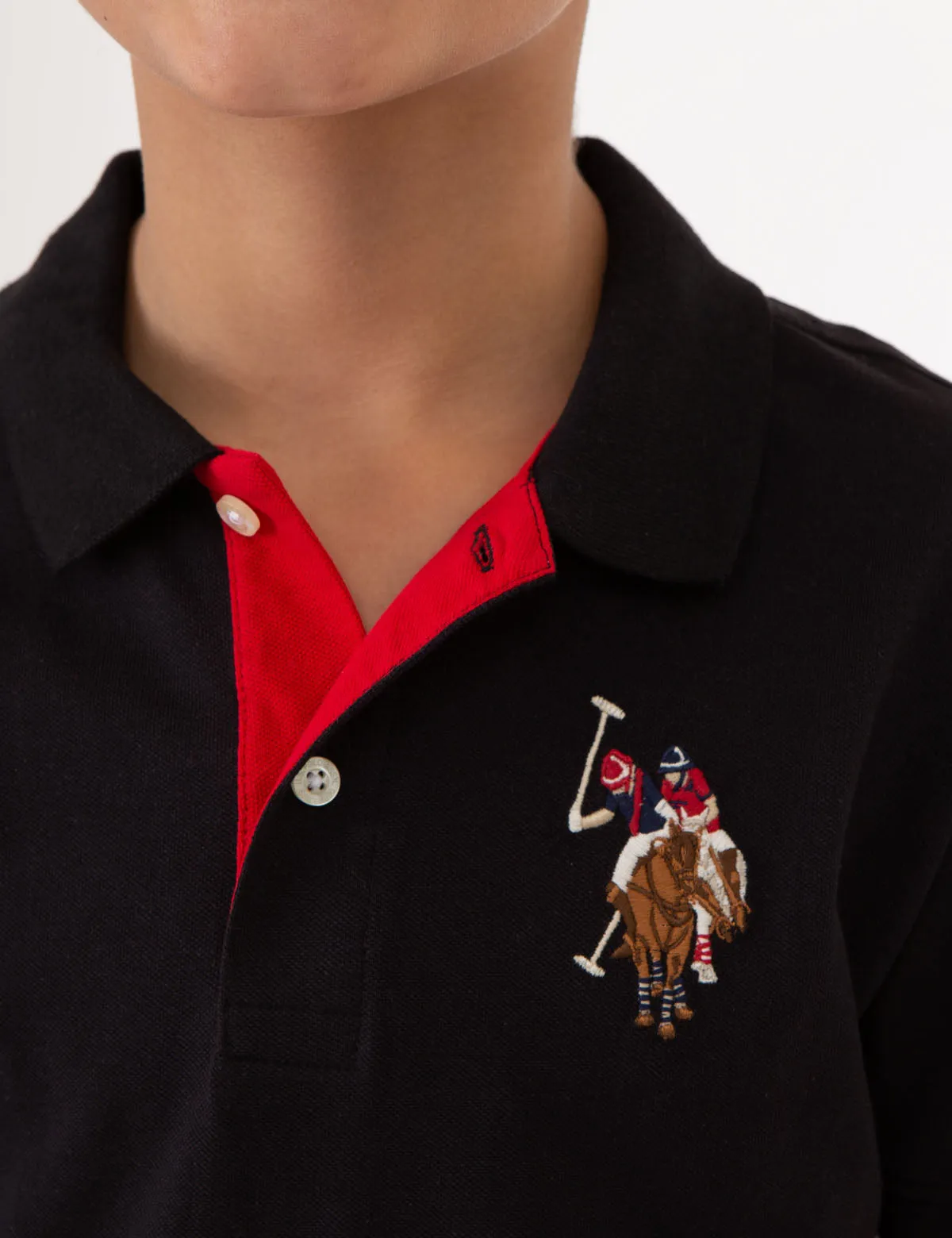 BOYS MULTI COLOR LOGO SOLID PIQUE POLO SHIRT