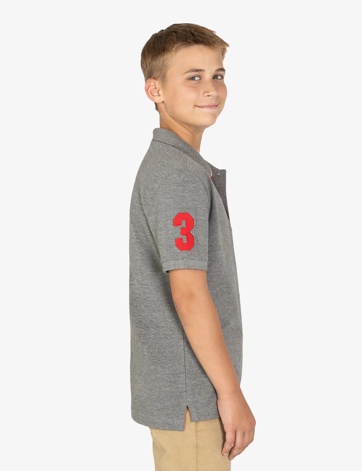 BOYS MULTI COLOR LOGO SOLID PIQUE POLO SHIRT