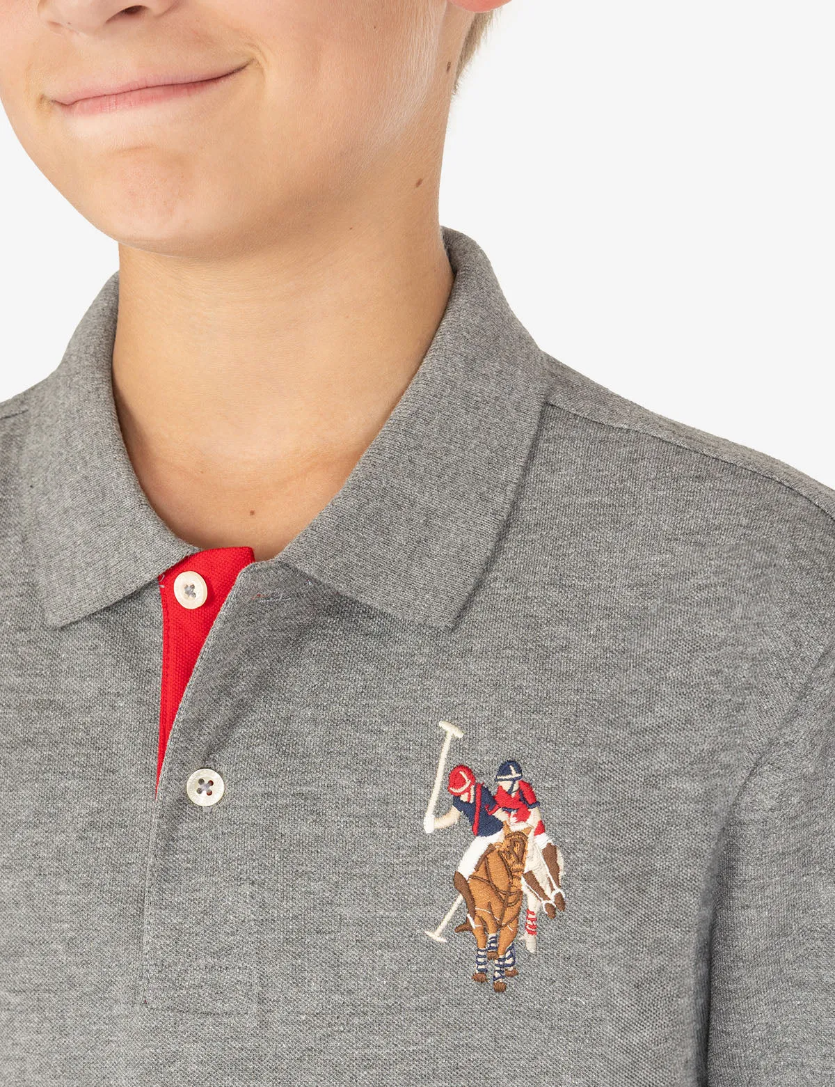 BOYS MULTI COLOR LOGO SOLID PIQUE POLO SHIRT