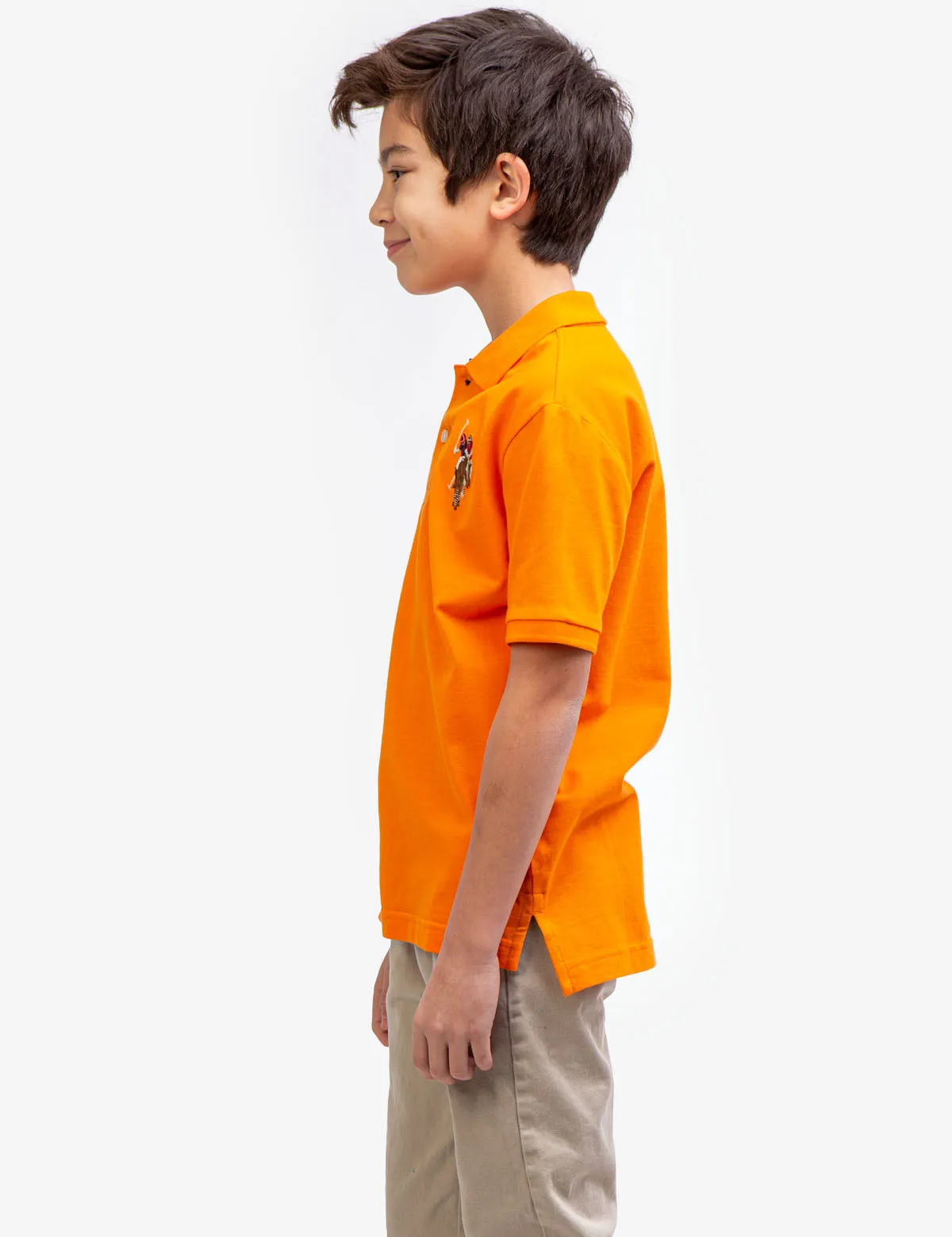 BOYS MULTI COLOR LOGO SOLID PIQUE POLO SHIRT