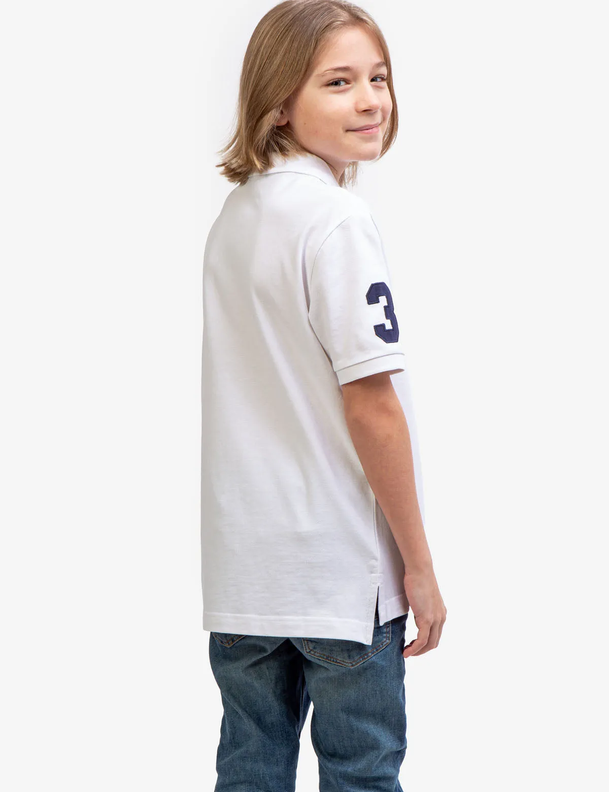 BOYS MULTI COLOR LOGO SOLID PIQUE POLO SHIRT