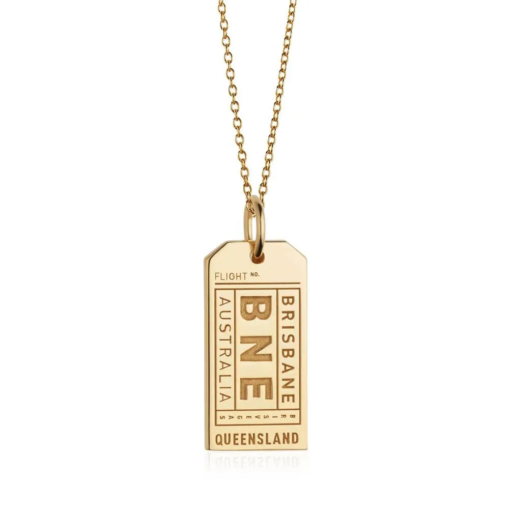 Brisbane Australia BNE Luggage Tag Charm Solid Gold