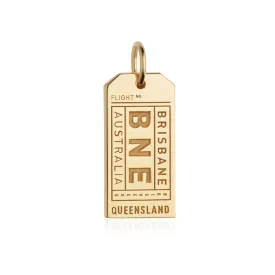 Brisbane Australia BNE Luggage Tag Charm Solid Gold