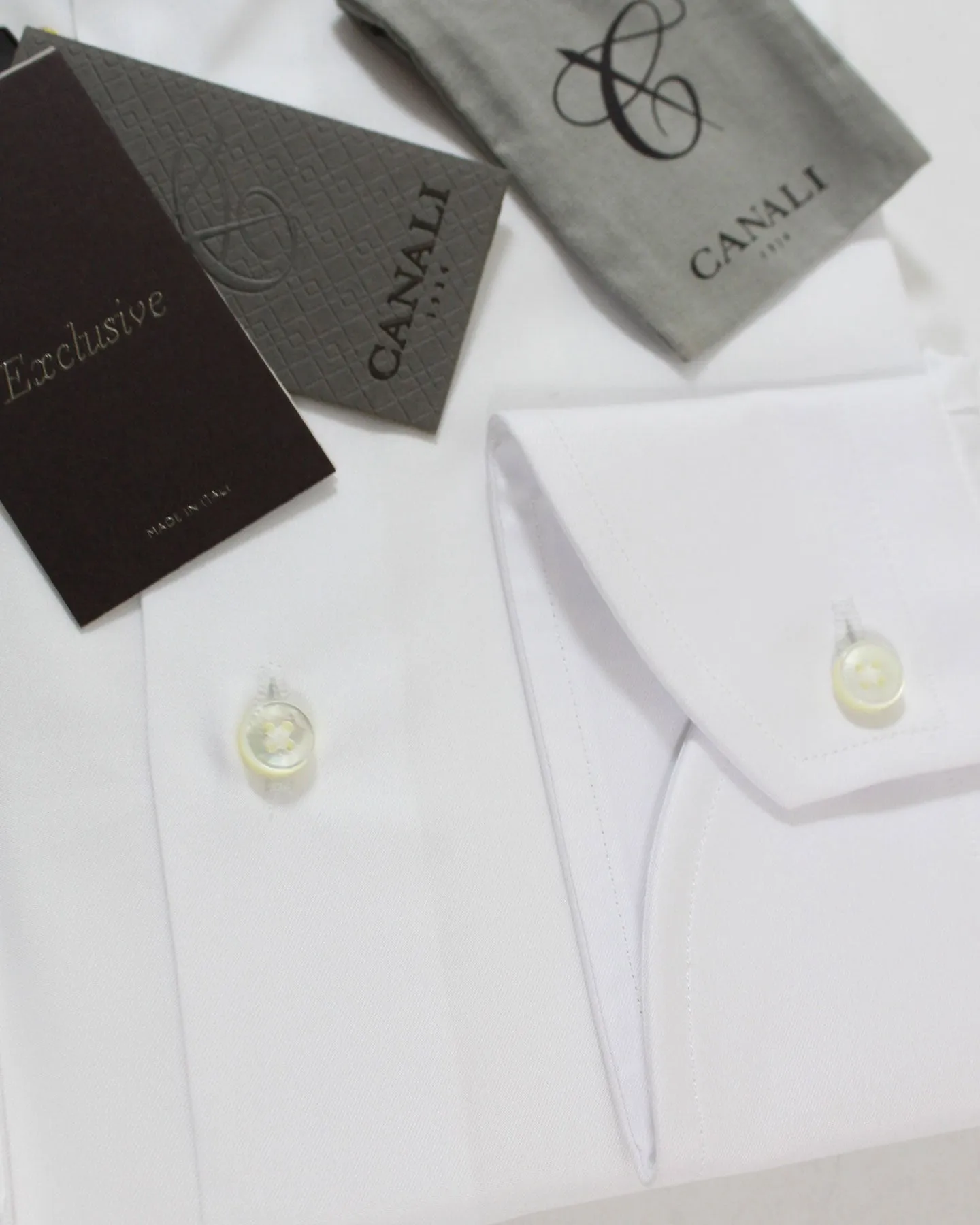 Canali Dress Shirt White 40 - 15 3/4 - Exclusive Collection