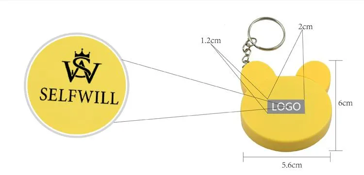 Cartoon Animal Keychain With Tape Measure