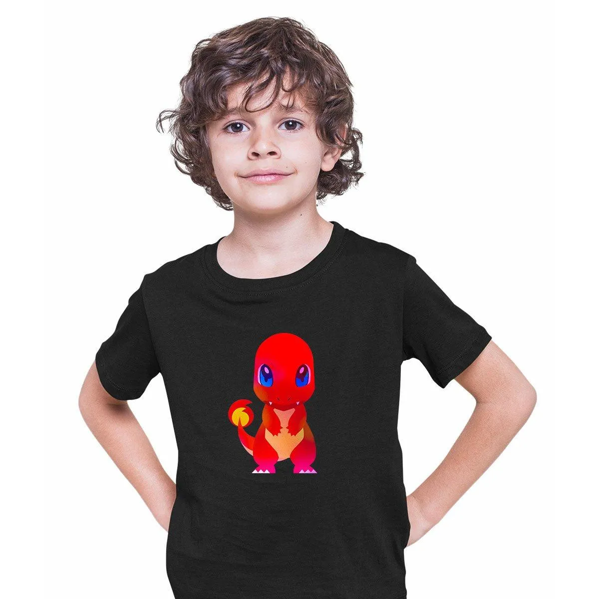 Charmander Pokemon Go Kids Black T-shirt 9-11 years - Discounted