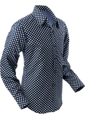 Chenaski Men's Polkadots 70's Shirt Black White