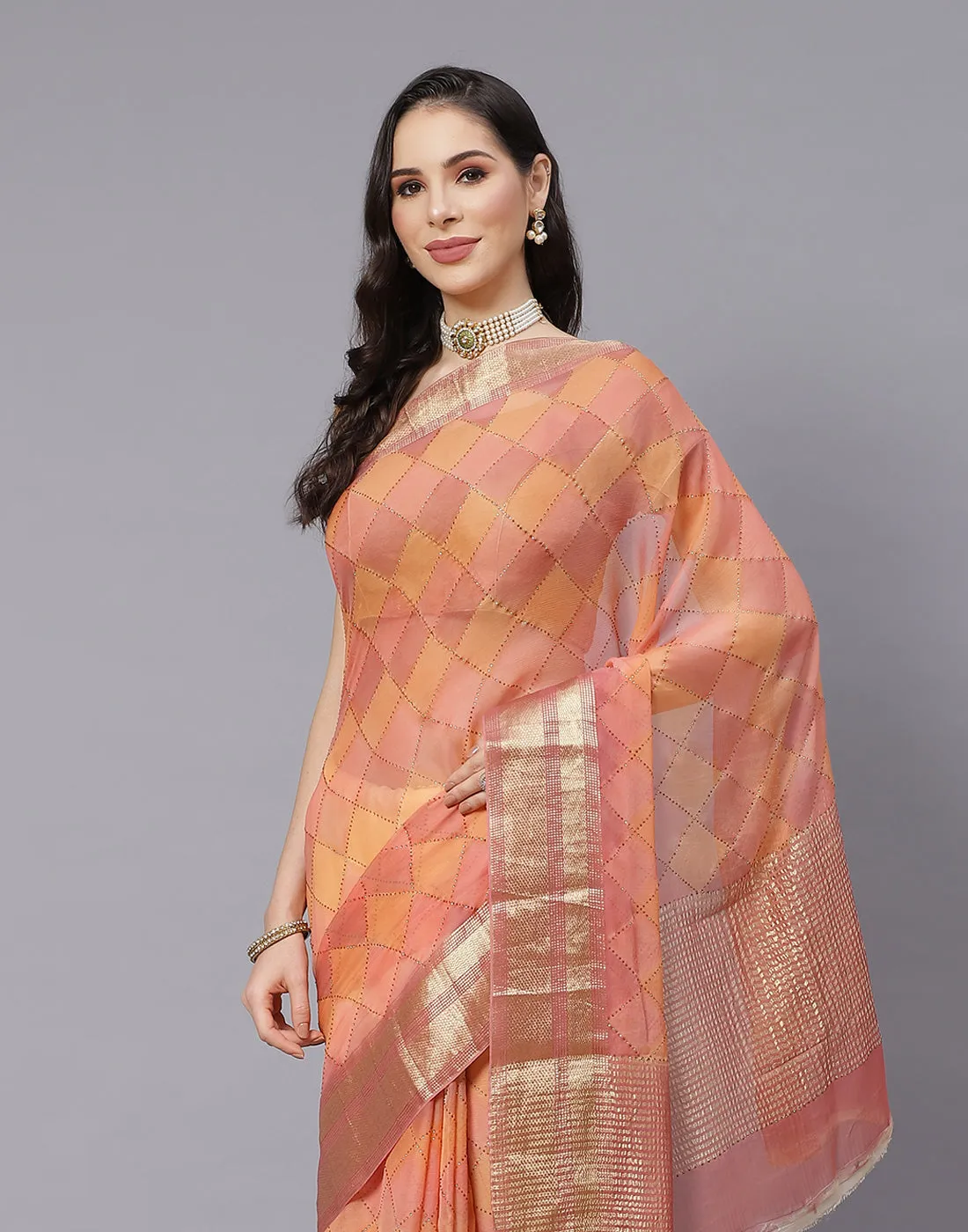 Chiffon Saree with Stone Work