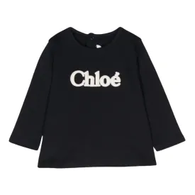 Chloe T-Shirt Long Sleeved Logo Navy