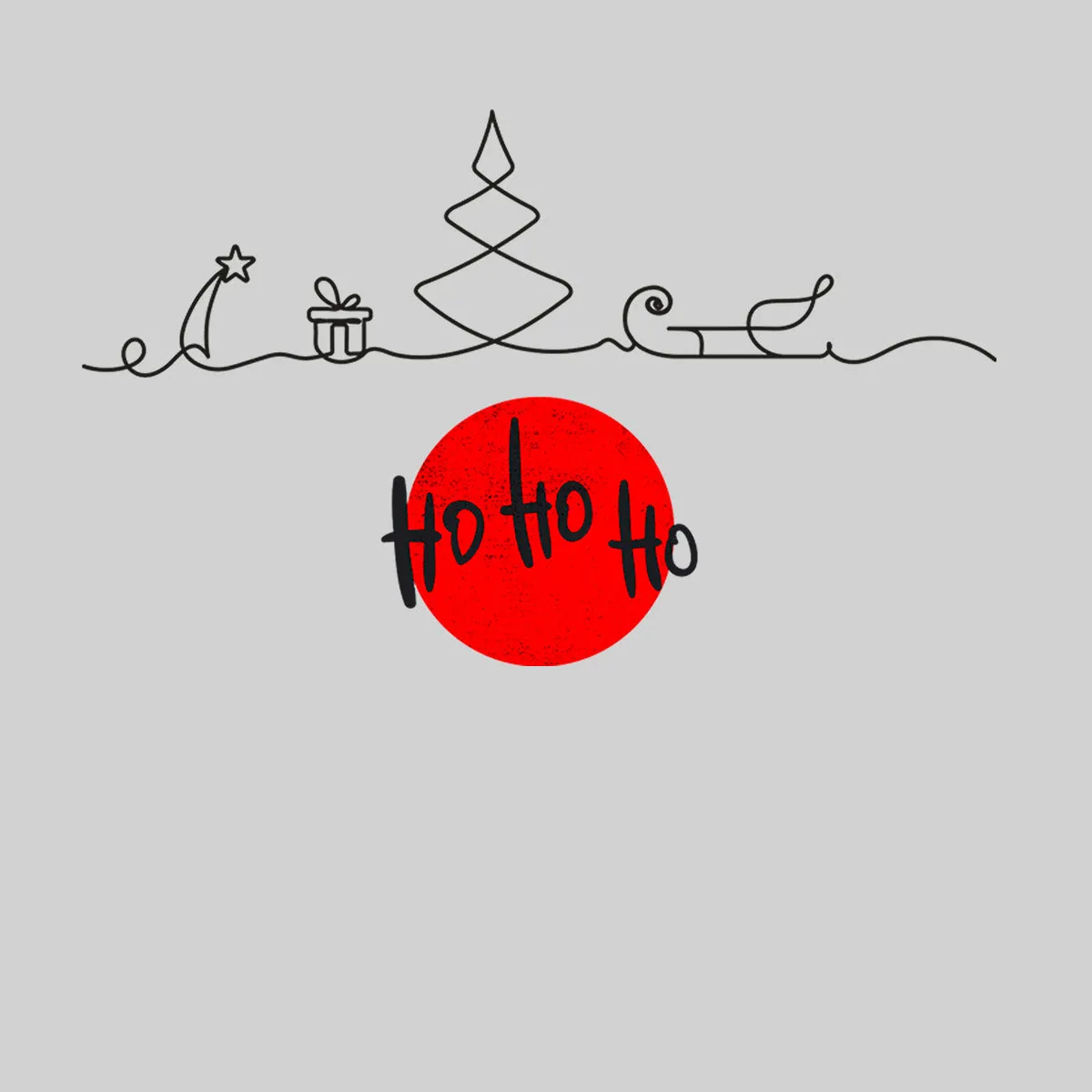 Christmas Ho Ho Ho Funny T-shirt for Kids Abstract One Line Drawing Tee