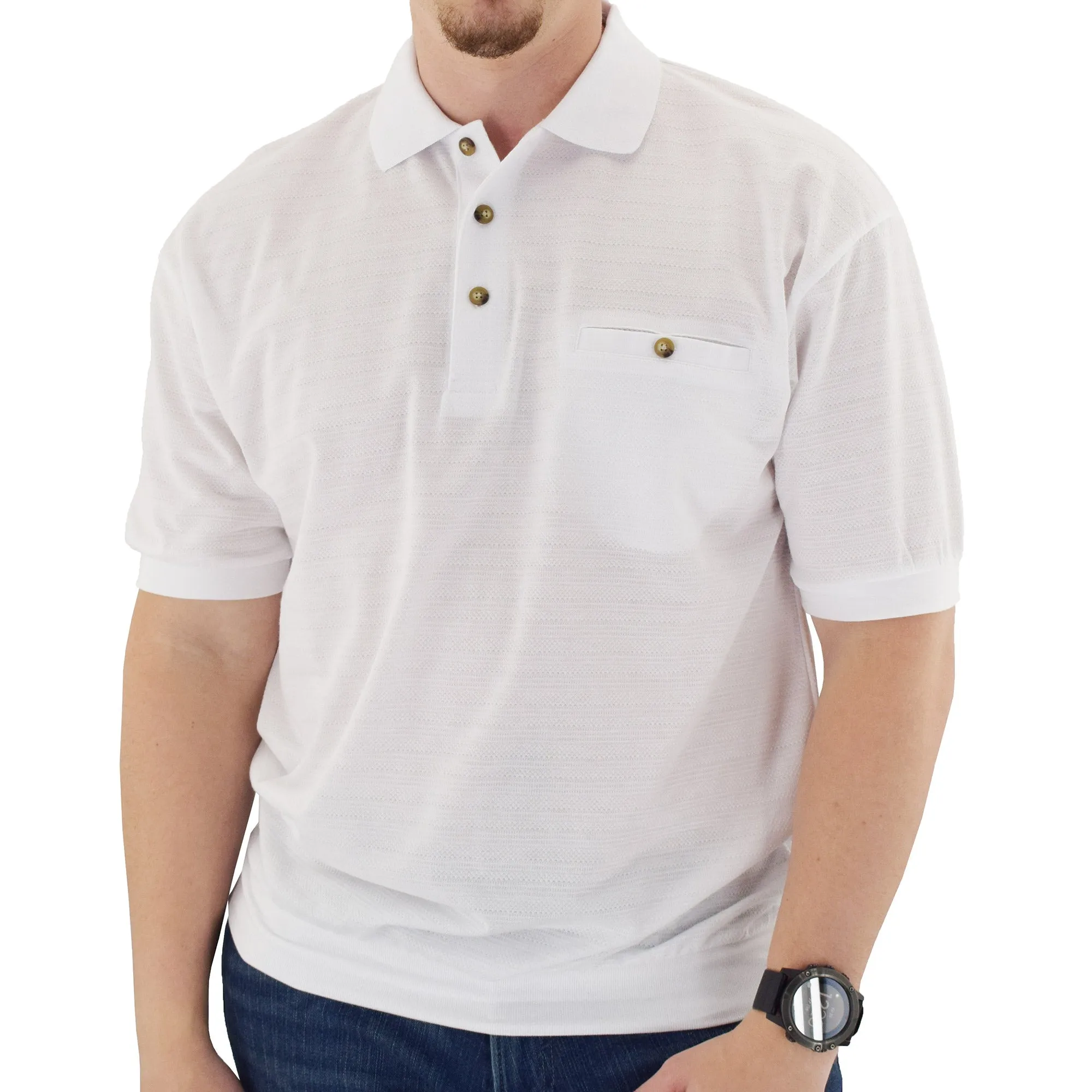 Classics by Palmland Short Sleeve Banded Bottom Shirt 6070-208BT White