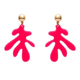 Coral Solid Drop Earrings - Neon Pink