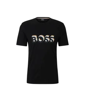 Cotton-jersey T-shirt With Logo in Signature Colours - Black