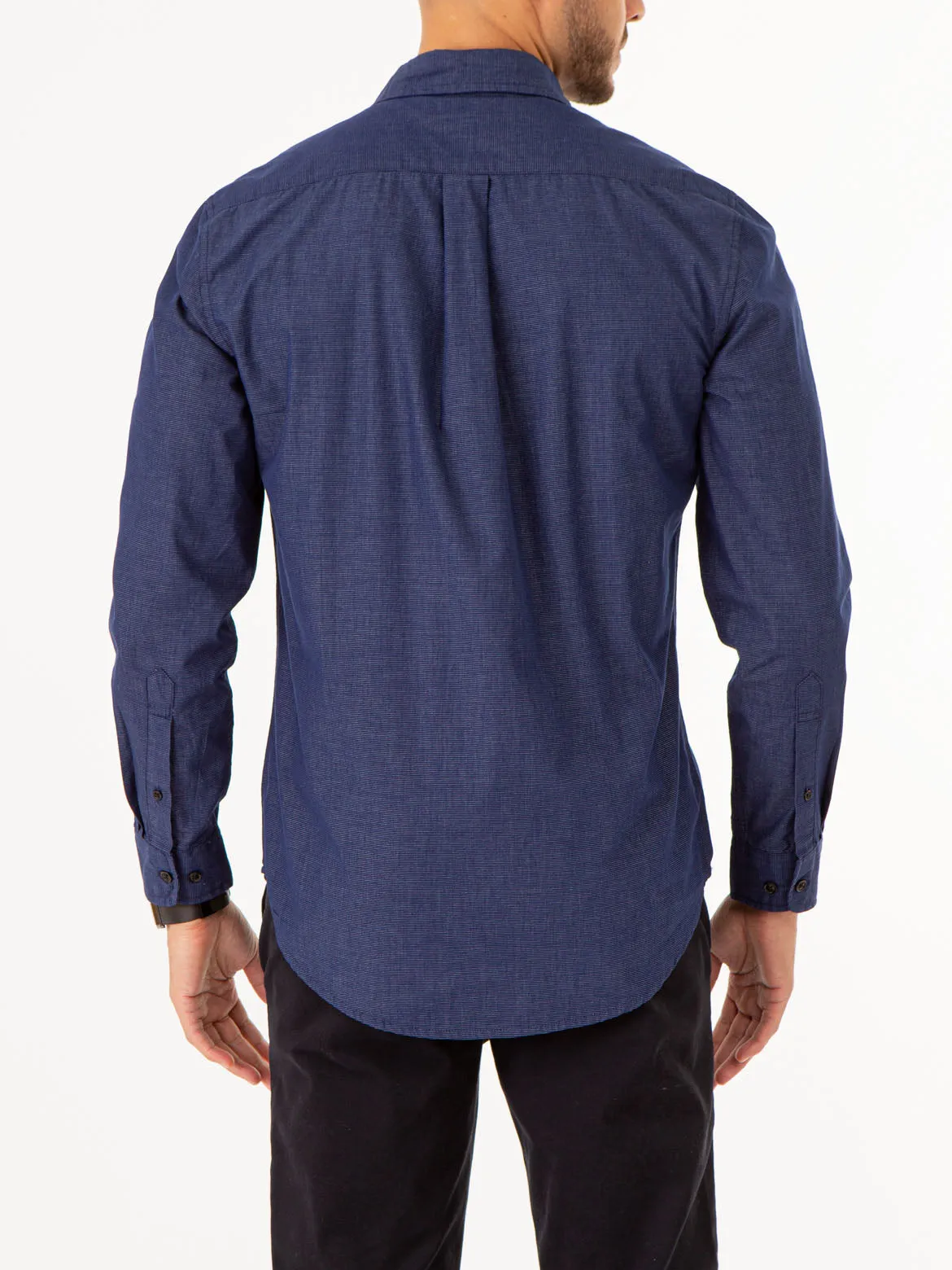 COTTON YARN DYE TEXTURED LONG SLEEVE SHIRT