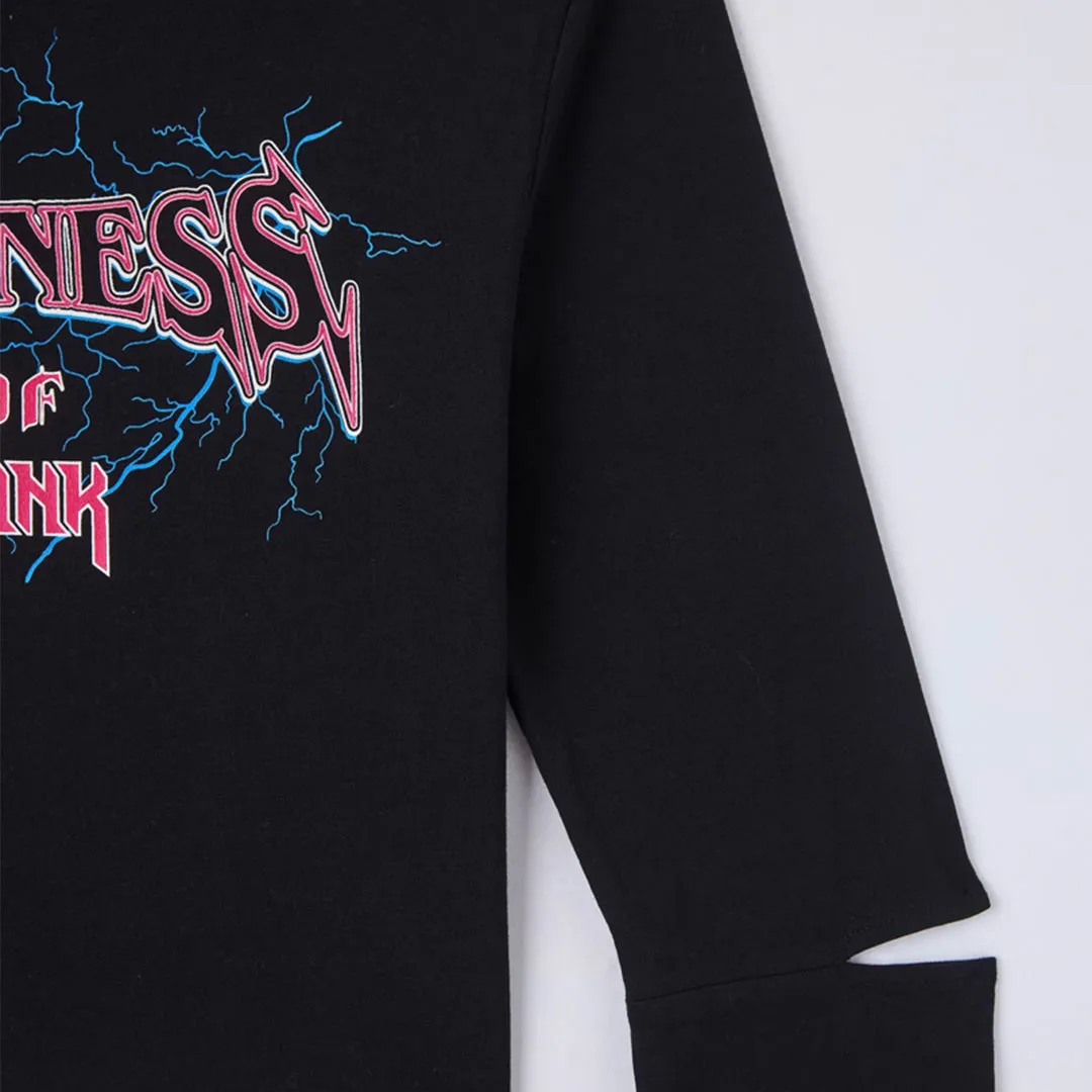 Crew Neck Long Sleeve with Front Punk Print T-Shirt