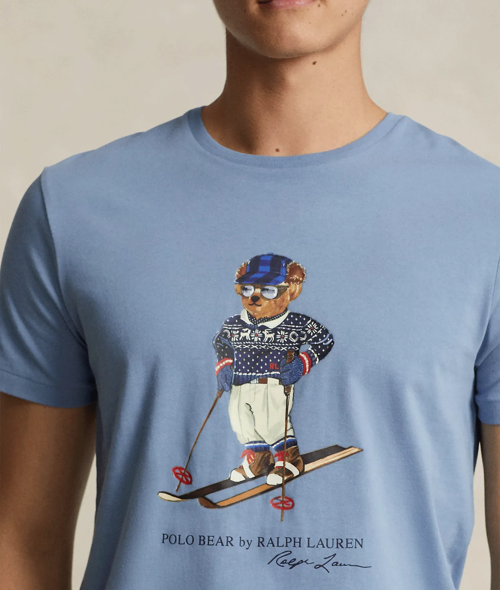 Custom Slim Fit Polo Bear Jersey T-Shirt - Blue