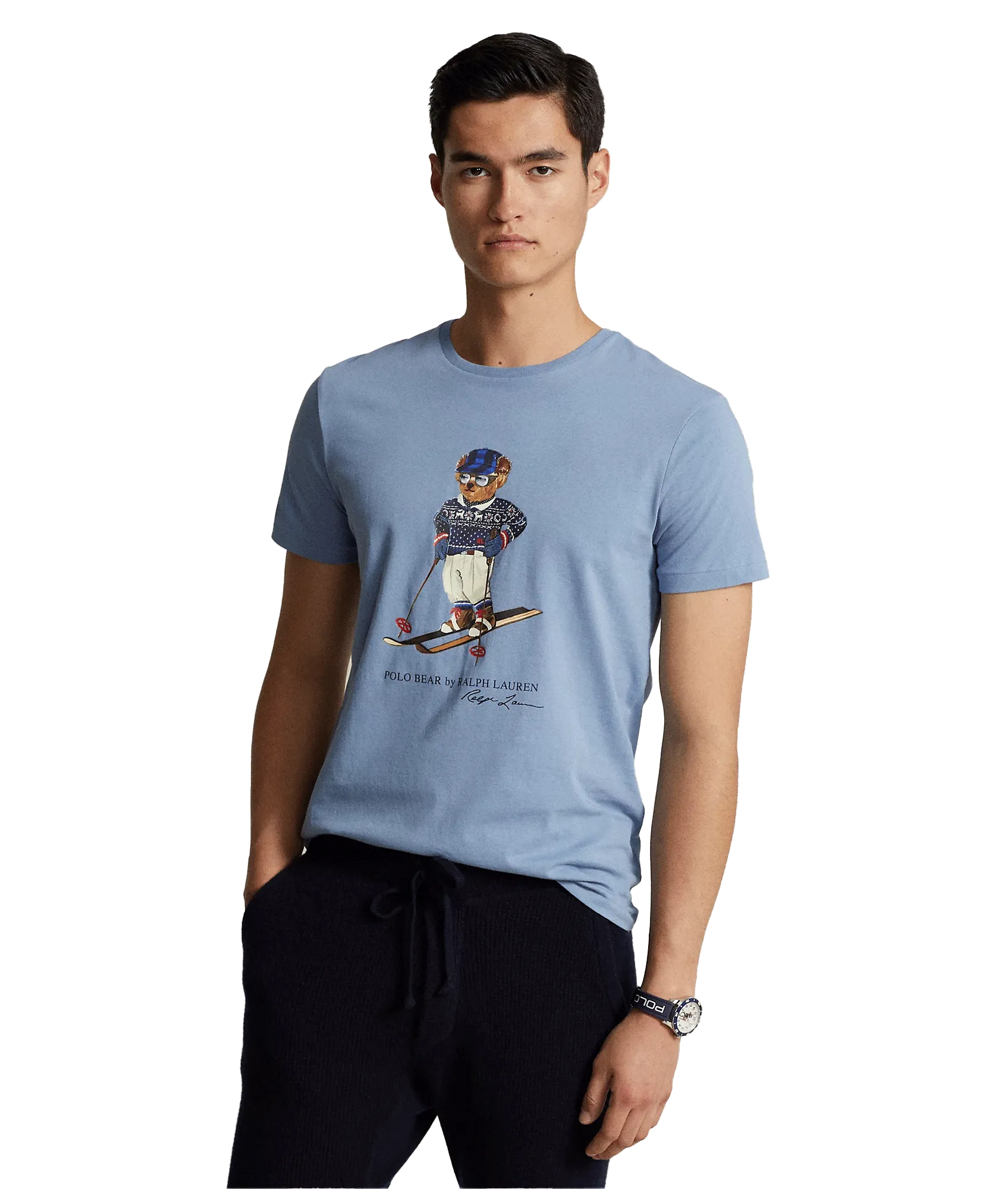 Custom Slim Fit Polo Bear Jersey T-Shirt - Blue