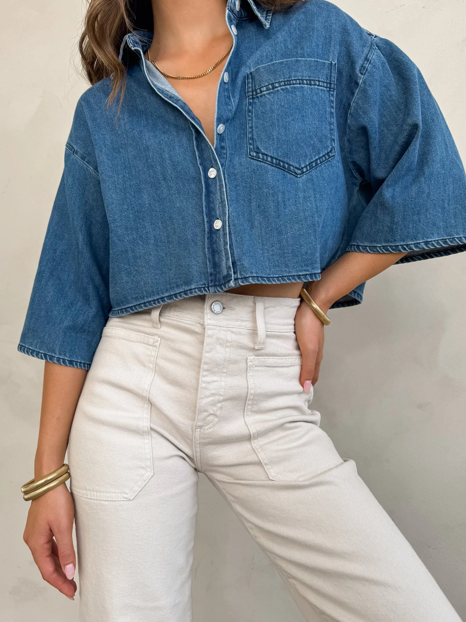 Dania Denim Button Top