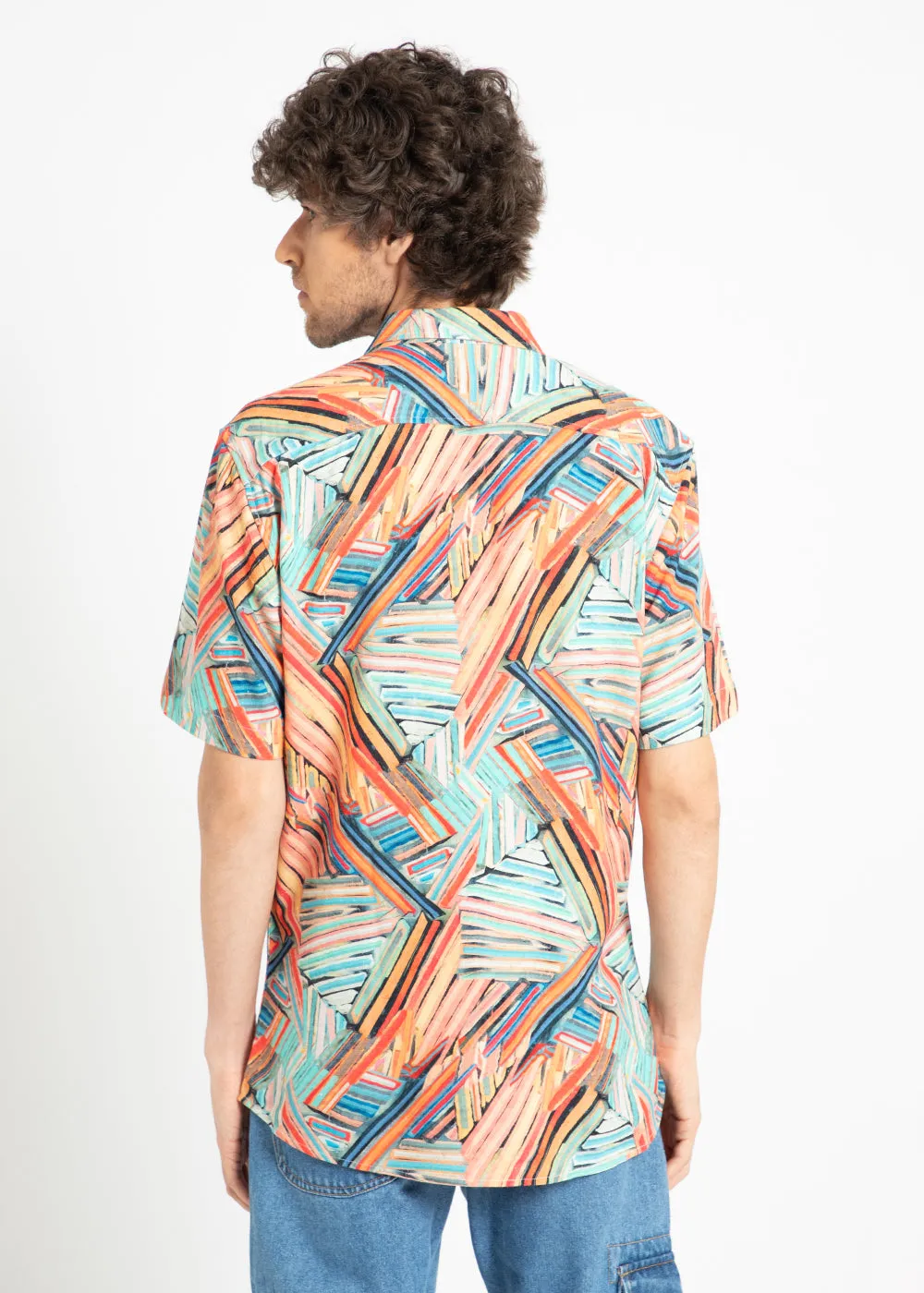 Delineated Orange Half Sleeve shirt