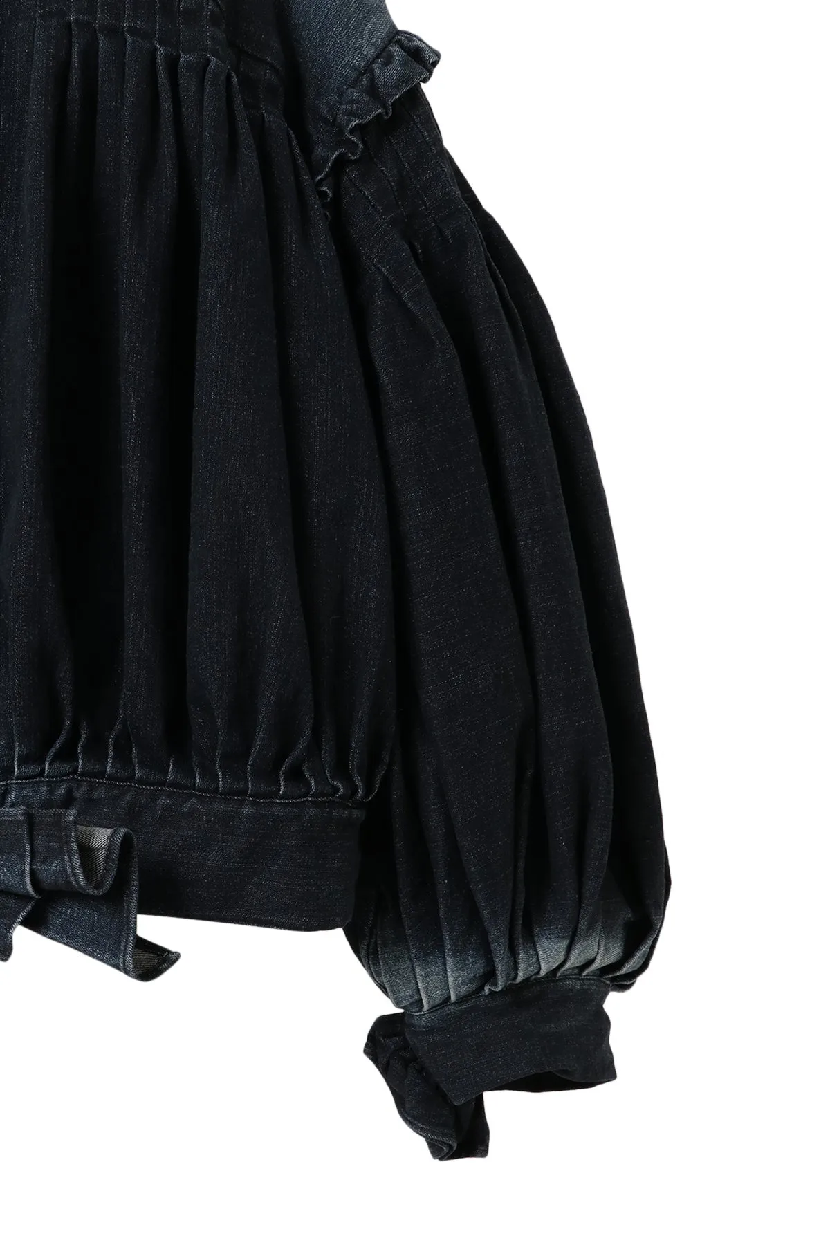 Denim Ruffled Blouson / Black