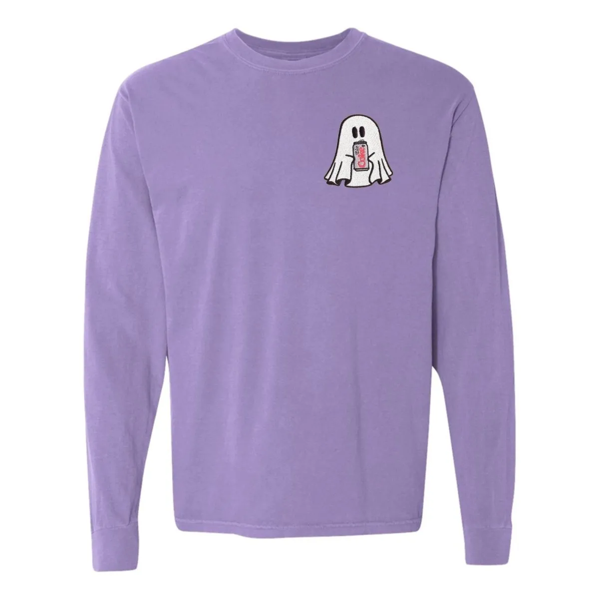 'Diet Coke Ghost' Embroidered Long Sleeve T-Shirt