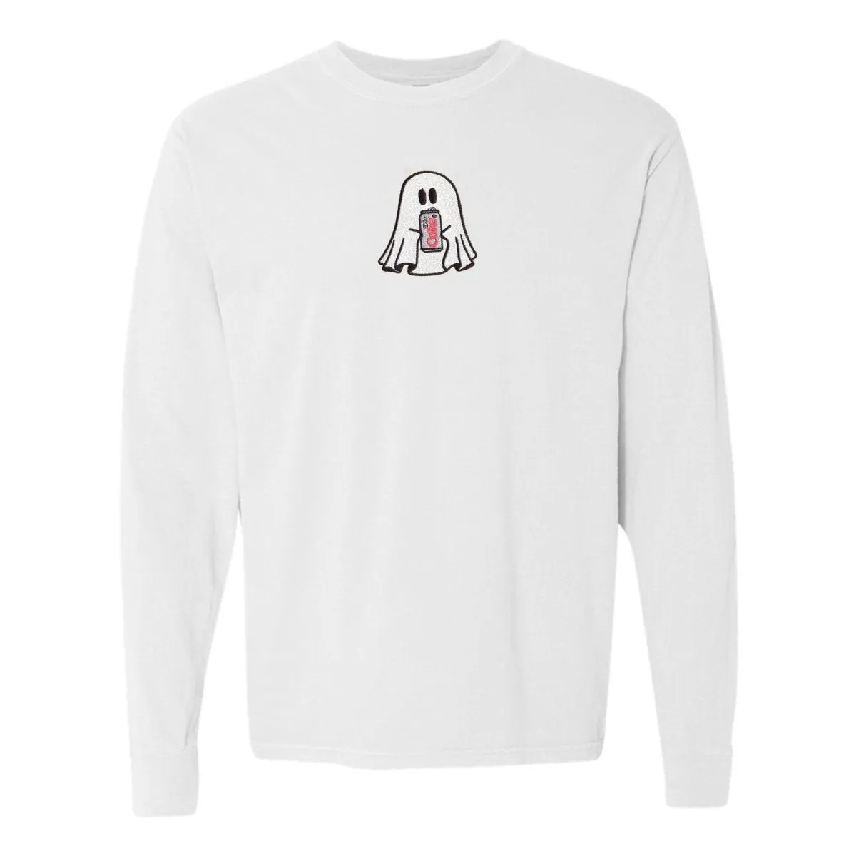 'Diet Coke Ghost' Embroidered Long Sleeve T-Shirt