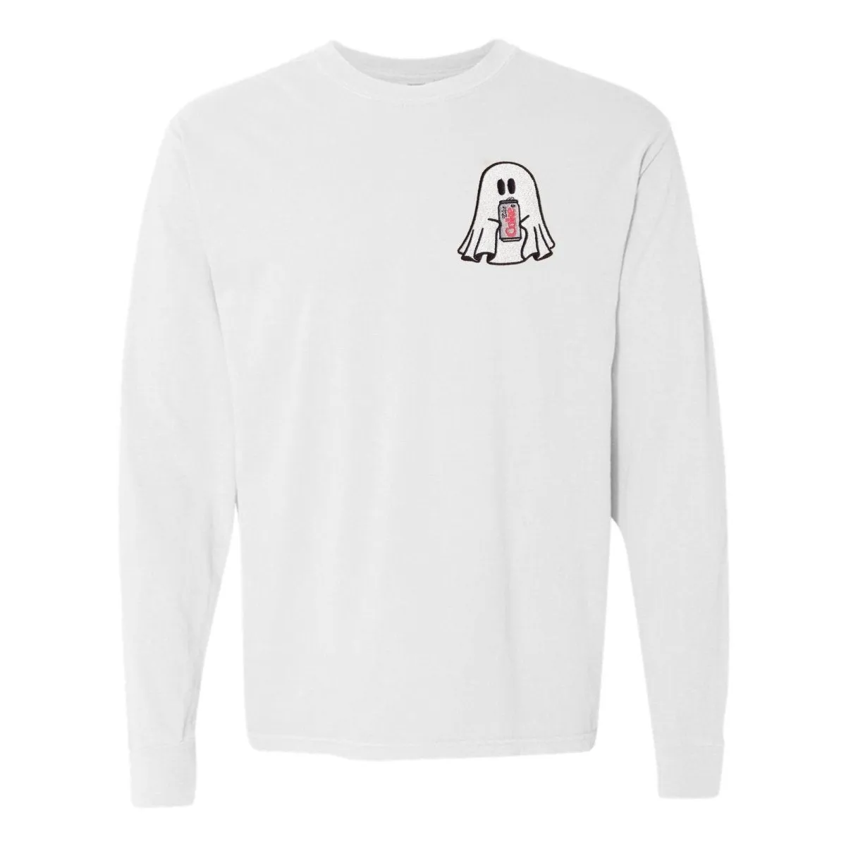 'Diet Coke Ghost' Embroidered Long Sleeve T-Shirt