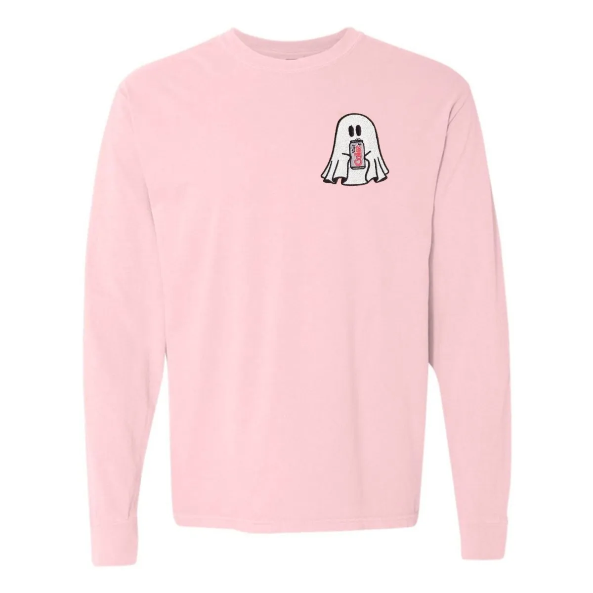 'Diet Coke Ghost' Embroidered Long Sleeve T-Shirt