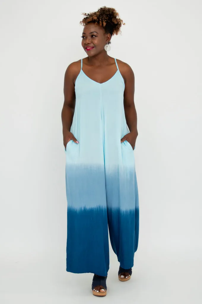 Ender Jumpsuit, Turquoise Dip-Dye