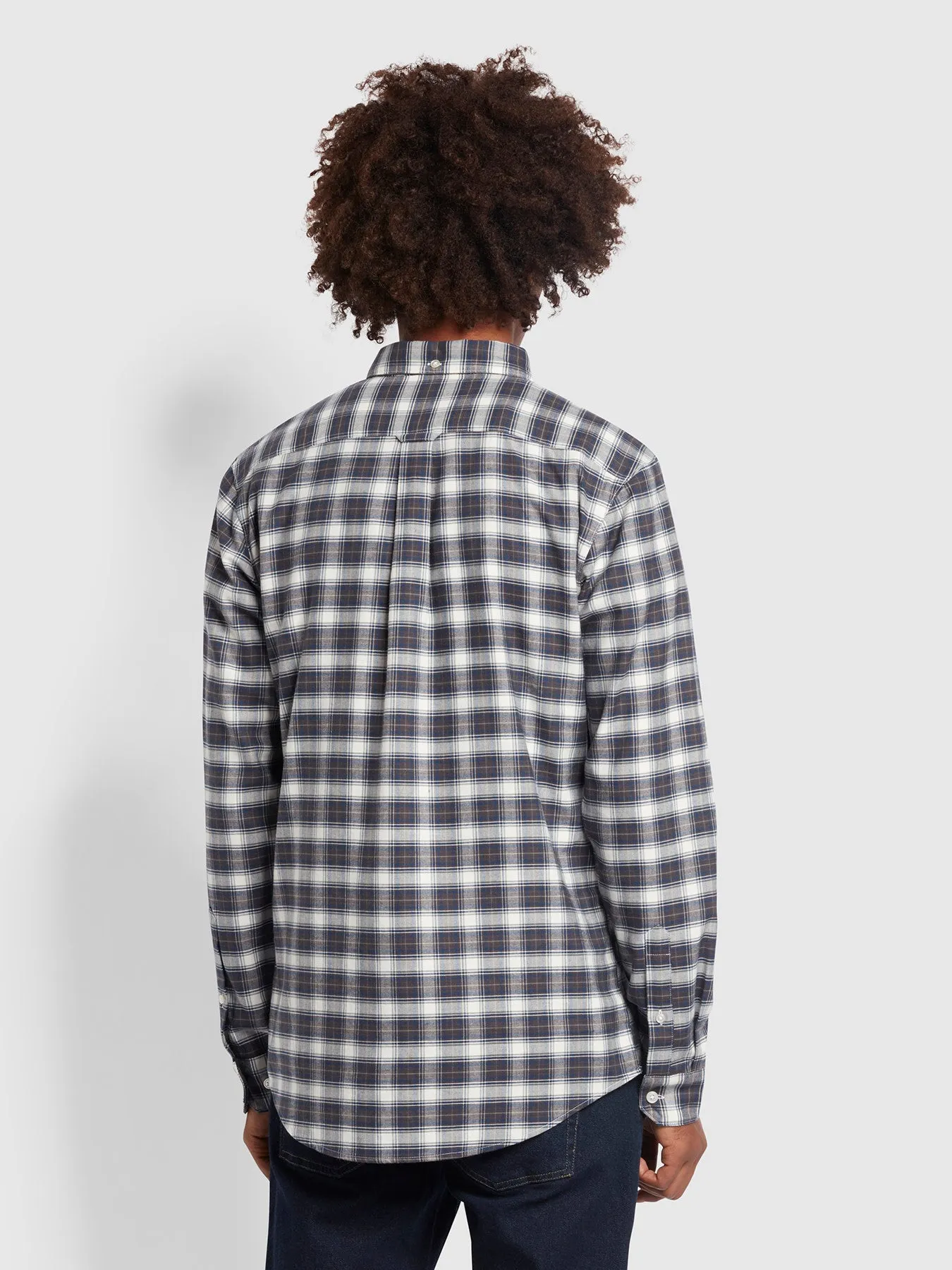 Fraser Button Down Check Organic Cotton Shirt In Cream