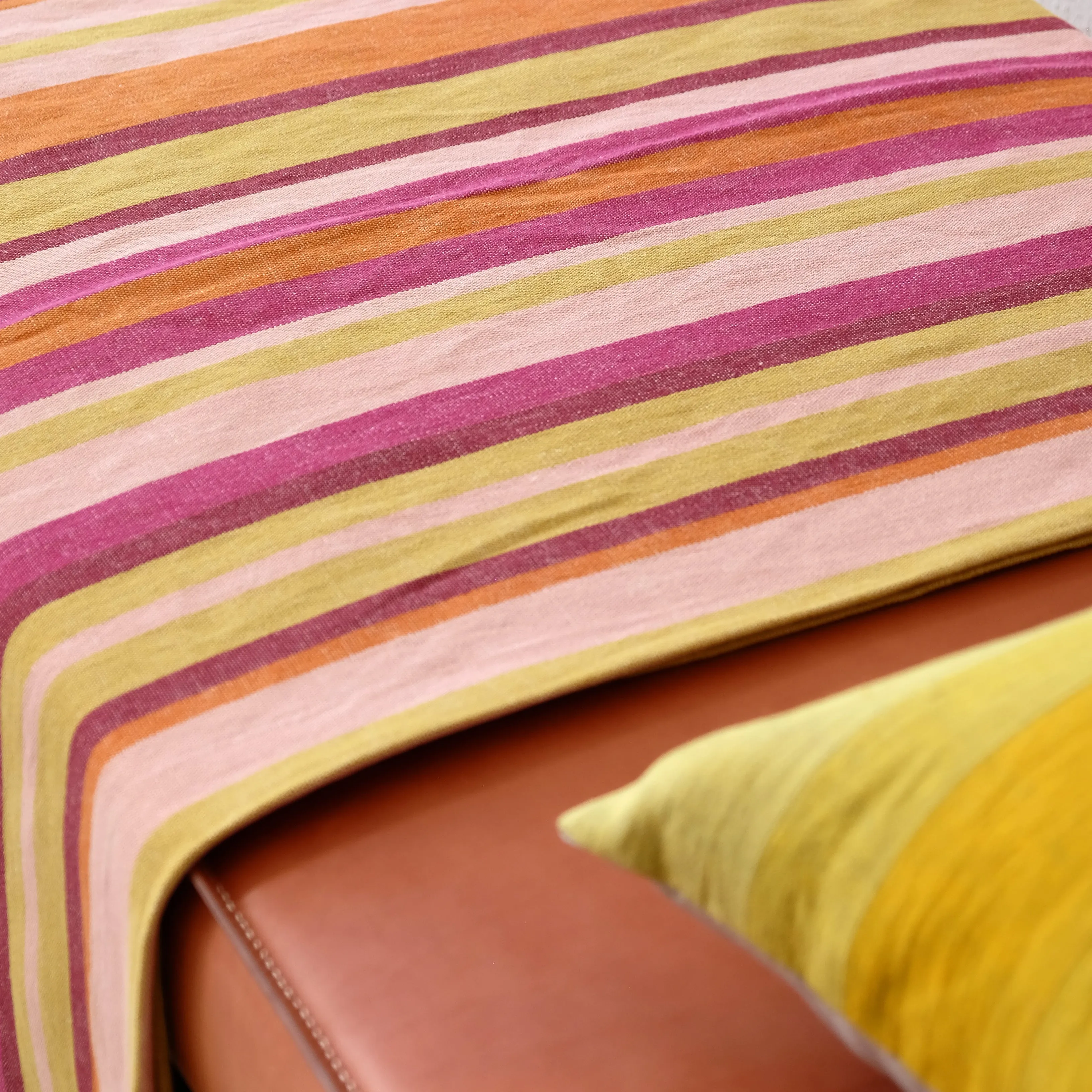 Garza Marfa Rose Burgundy Striped Throw