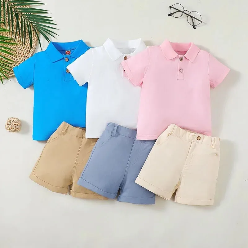 Gentleman Style Boys Polo Shirt and Shorts Set