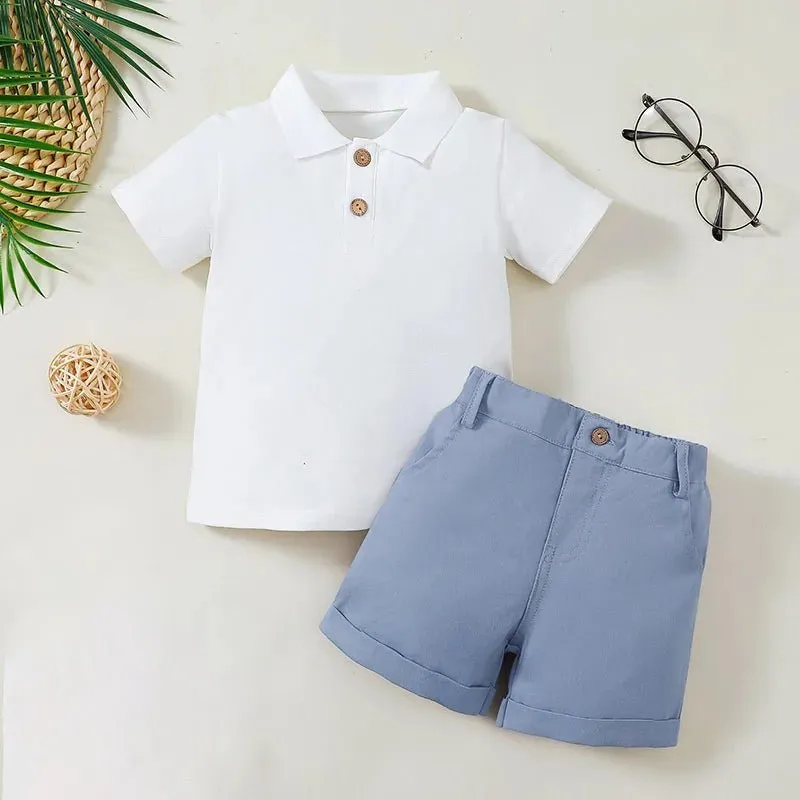 Gentleman Style Boys Polo Shirt and Shorts Set