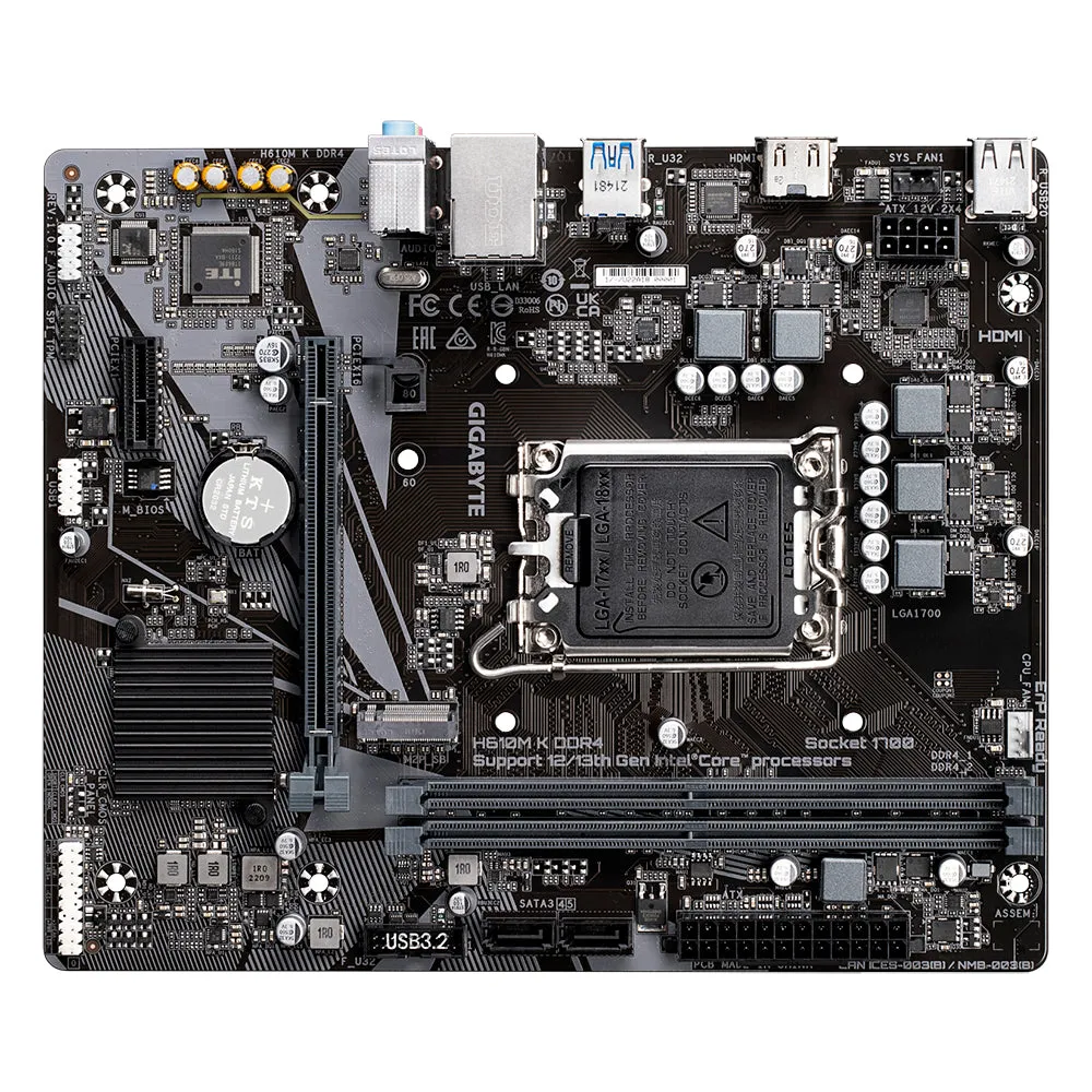 Gigabyte H610M K DDR4 Micro ATX (mATX) Intel Motherboard | Intel LGA1700 Socket